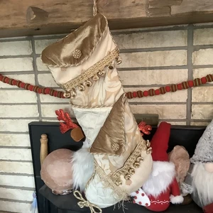 Serendipity Gold Creme VIKTORIANISCHER GOBELIN STIEFEL Weihnachten Strumpf Taschen - Bild 1 von 4