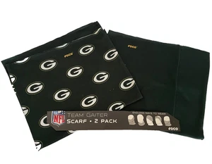 NWOT FOCO Green Bay Packers Mini Print Logo & Solid Green Gaiter Scarves (2) - Picture 1 of 7