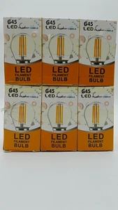 6 Pack G45 LED Filament Bulb Frosted Glass 2W Warm White 2700K E26 Energy Saving - Picture 1 of 10
