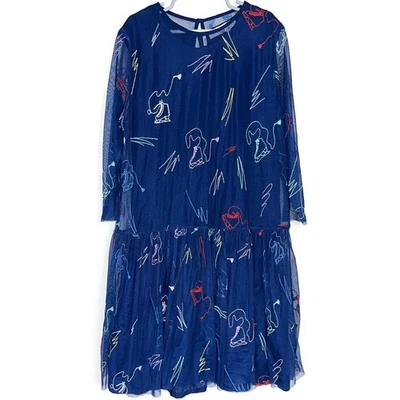 Vestido Stella McCartney Niños Niñas Azul Marino Bordado Patines Tul Talla 12 Foto 1 de 4