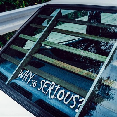 2x Why so Serious Madness Smile Chaos Hahaha Insane Asylum Comic Car Vinyl Decal - Image 1 of 2