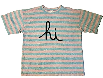 Camiseta Hawaiana De Colección Años 80 90 Azul Rosa Nueva Ola Camiseta Algodón Talla Grande XL Foto 1 de 4