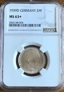 1939D Germany 2 Mark MS63+ - Picture 1 of 3