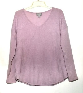 Pure Collection Lavender Cashmere Womens V-Neck Jumper Sweater Size 8-10 - Picture 1 of 5