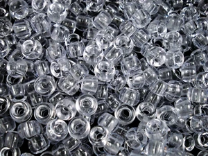 Pony Beads 9x6mm Transparent Clear 100pc Hair DIY Jewelry Party Fun - Picture 1 of 2