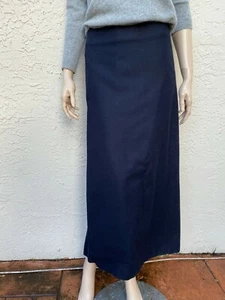 LANVIN GORGEOUS LONG WOOL BLEND BLUE NOIR SKIRT W/ SIDE PLEAT DETAIL NWOT SZ 38 - Picture 1 of 6