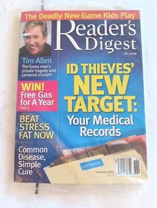 Reader's Digest Magazine Nov 2006 Medical Record Theft, Tim Allen, Deadly Game - Picture 1 of 2