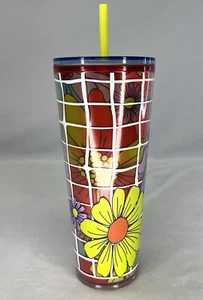 NEW Starbucks 2024 Pool Side Flower Square Cold Cup Venti Tumbler Daisy - Picture 1 of 8