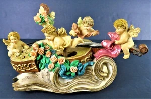 Violin Music Box Rotating Cherubs Angels - Berkley Designs - Plays Ava Maria EUC - Picture 1 of 12