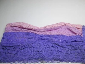Victoria Secret Bra Size XS Blue/Pink Wireless Unlined Strapless Pullover Lace - Picture 1 of 7