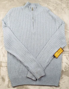 CARIBBEAN JOE Sweater Mens XL Blue Chunky Cable Knit Grandpa Preppy Classic NWT - Picture 1 of 8