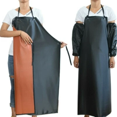 Delantal impermeable recubierto de PVC resistente al aceite unisex cocina carnicero delantal Foto 1 de 4