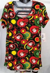 BNWT LuLaRoe Women Size S(6/8) Classic Tee RARE LEGGING MATERIAL Christmas Santa - Picture 1 of 7