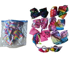 6 JOJO SIWA Large Hair Bows + 2 snap on bow bracelets New & pre-owned Unicorn - Picture 1 of 20