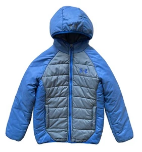 UNDER ARMOUR Boys Hooded Full Zip Puffer Jacket Insulated Coat Cold Gear SMALL - Picture 1 of 6