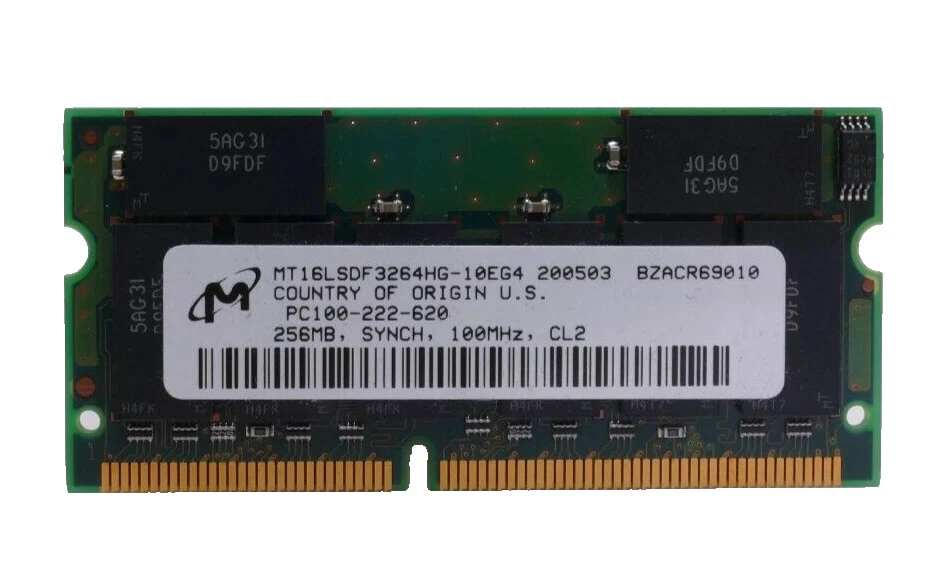 256MB SDRAM SDR SD PC100 100MHZ 100 144-PIN SO-DIMM INTEL RAM 16CHIPS NON-ECC - Image 1 of 1