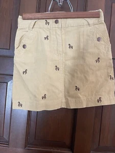 Crewcuts Tan Corduroy Skirt Girl's 9 Embroidered Brown Horses Adjustable J. Crew - Picture 1 of 4