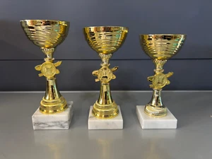 3er Serie Pokale 17-19 cm in Gold inkl. Gravur u.Emblem - 641 - Bild 1 von 7