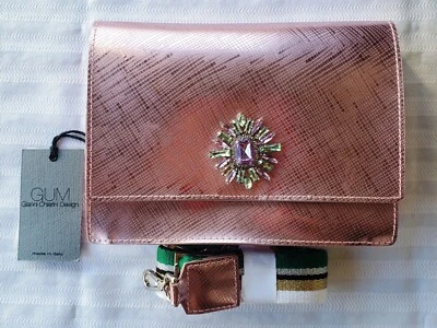 Bandolera Gianni Chiarini Italia GUM - Rosa Metálico con Estrás - Nueva Foto 1 de 4