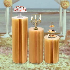 3 pezzi colonne di carta pieghevoli espositore piedistalli supporti adatti matrimonio fidanzamento - Foto 1 di 22