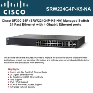 SEALEAD BOX CISCO SRW224G4-K9-NA SF300-24P 24-Port Small Business Managed Switch - Picture 1 of 8