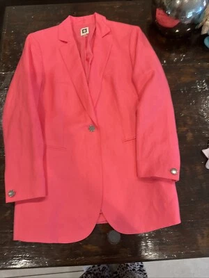 Blazer Anne Klein rosa botón único.  Totalmente forrado.  Manga abotonada. Foto 1 de 4
