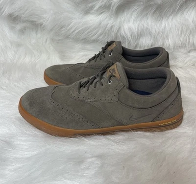 Nike Lunarlon Mens 11.5 Suede Wingtip Spikeless Golf Shoes Gray/Brown 533094-200 - Image 1 of 4