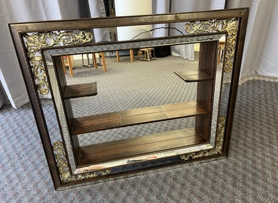 ESTANTE MODERNO VINTAGE SHADOWBOX MIRROR arte de pared Hollywood Regency años 50 mediados de siglo Foto 1 de 4