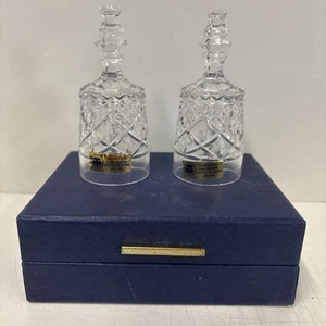 Vintage Bleikristall Hand Cut 24% Lead Crystal Glass Bell Pair In Box W Germany - Picture 1 of 17