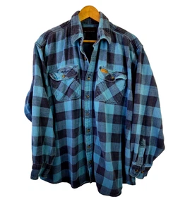 Vtg Five Brother Green Gray Flannel  Shirt  2XL Plaid Long Sleeve Made USA 90's - Picture 1 of 6