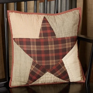 Abilene Star Quilted Pillow 16x16 or 12x12 Country Western Brown Rust Patchwork - Picture 1 of 13