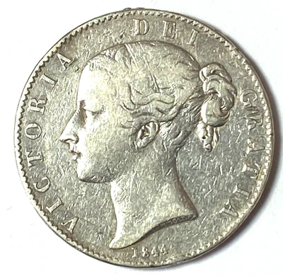 1844 Great Britain Silver One Crown KM# 741 Low Mintage - Image 1 of 2