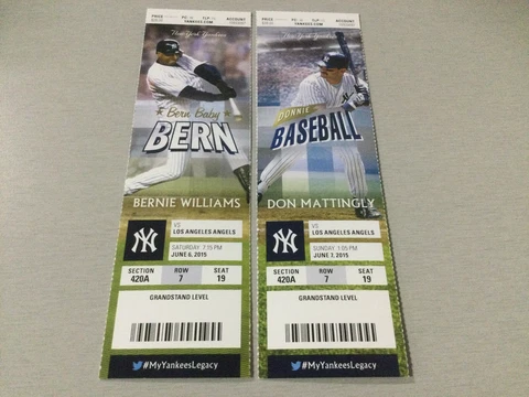 YANKEES 2015 TICKET STUB 6/6/15 & 6/7/15 ANGELS~Mike Trout HR # 113 &  # 114 Cover