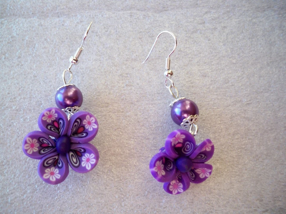 ORECCHINI IN FIMO FATTI A MANO FIORE  - Immagine 1 di 1