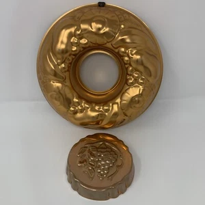 Vintage Kupfer Obstkranz & kleine Trauben Gelee Formen Kuchenformen Wandbehang Dekor - Bild 1 von 18