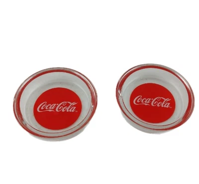 Lot Pair of 2 Coca-Cola Coke Glass Coaster Ashtray Trinket Dish - Image 1 of 4