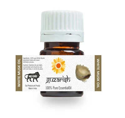 GUZARISH WHITE MUSK ESSENTIAL OIL PURE & NATURAL UNDILUTED 3 ML TO 100 ML FROM INDIA