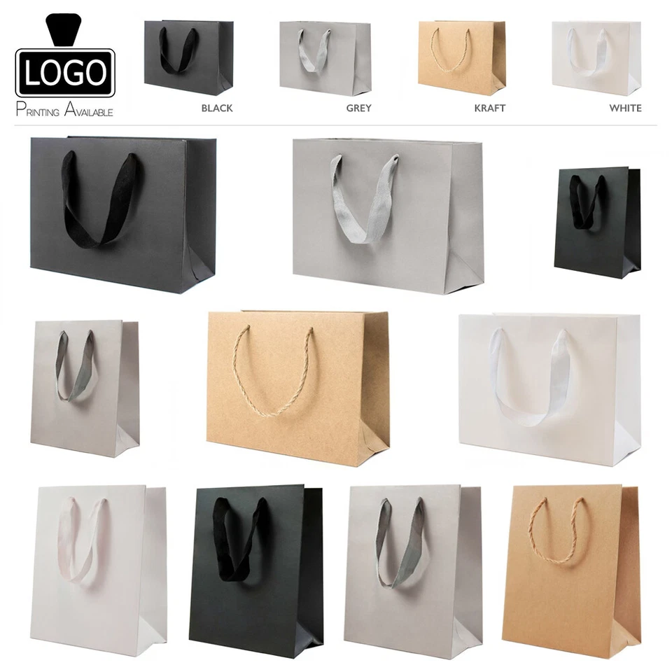 Eco Kraft Paper Gift Bags Boutique Bags Carrier Bags (4 Colours, A3 A4 A5 A6 A7)
