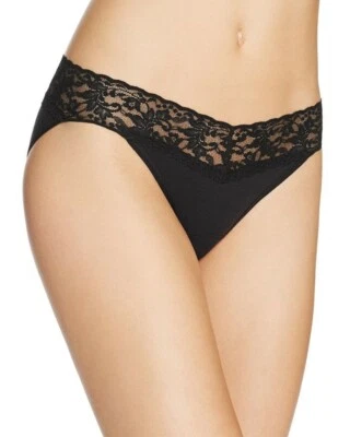 Hanky Panky 269484 Women's Cotton V Kini Briefs Black Underwear Size Medium - Image 1 of 2