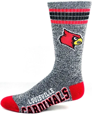 Louisville Cardinals College Gray Got Marbled 4 Stripe Deuce Crew Socks Cover