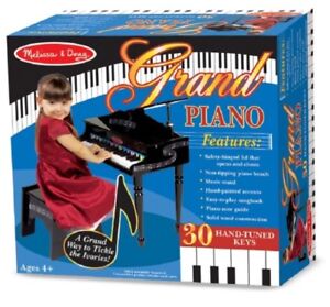 Melissa & Doug Learn-To-Play Classic Grand Piano With 30 Keys, Colour-Coded Song