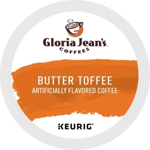 Gloria Jean's Butter Toffee Coffee 24 to 144 Keurig K cup Pods Pick Any Size - Picture 1 of 3