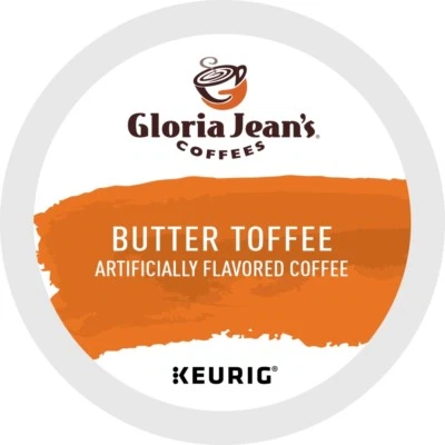 Gloria Jean's Butter Toffee Coffee 24 to 144 Keurig K cup Pods Pick Any Size  - Image 1 of 3