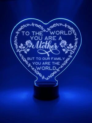 LED 16 Color Mom Mother Message Heart Shape Table Desk Lamp Mothers Day - Image 1 of 4