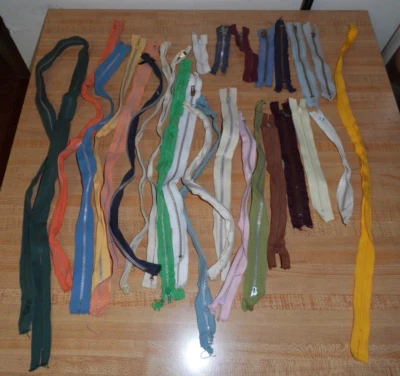 Lot Of 27 Mixed Metal Zippers starting at 3 inches ---yellow one invisible - Image 1 of 4