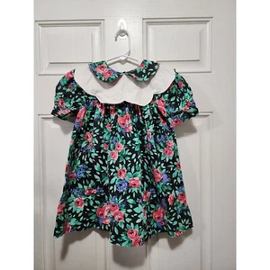 Vtg Girls Dress Floral Size 4 Little Grown Ups Double Collared Easter Spring - Picture 1 of 7
