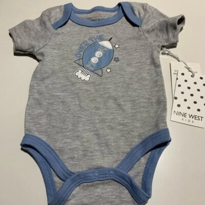 Body Nine West Niños Gris Sobre la Luna Rocket 0-3M Bebé Manga Corta Foto 1 de 4
