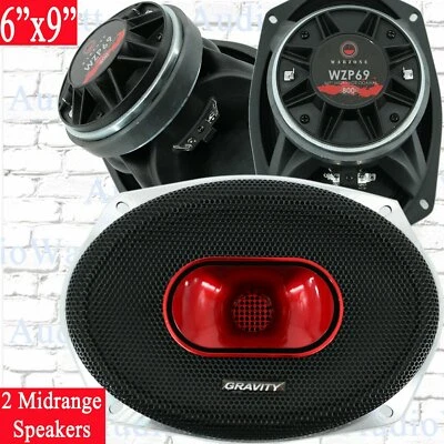 2x Gravity WZP69 Car Audio 6"x9" 4-Ohm Midrange 800 Watts Coaxial Speaker 1 Pair - Image 1 of 4
