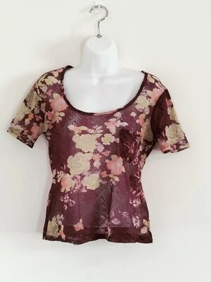  Kimchi Blue Women's Purple/Yellow Top  Size S See Through Short Retro  Good Co. - Image 1 of 4