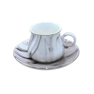 Coffee Cup 12pc Set Marble Black Bone 6 cups & 6 saucers - Picture 1 of 1